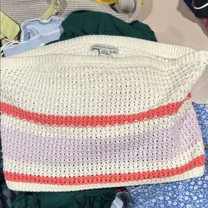 American Eagle Outfitters Cream, Pink, and Purple Crop Top